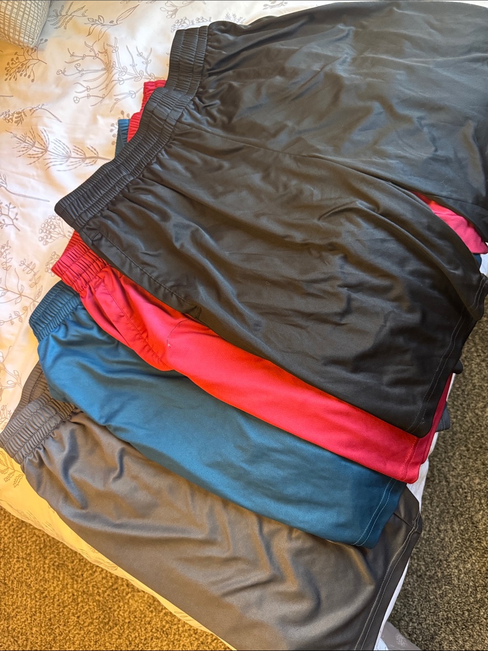 Mens Athletic Shorts Pack - Black, Red, Teal, Gray